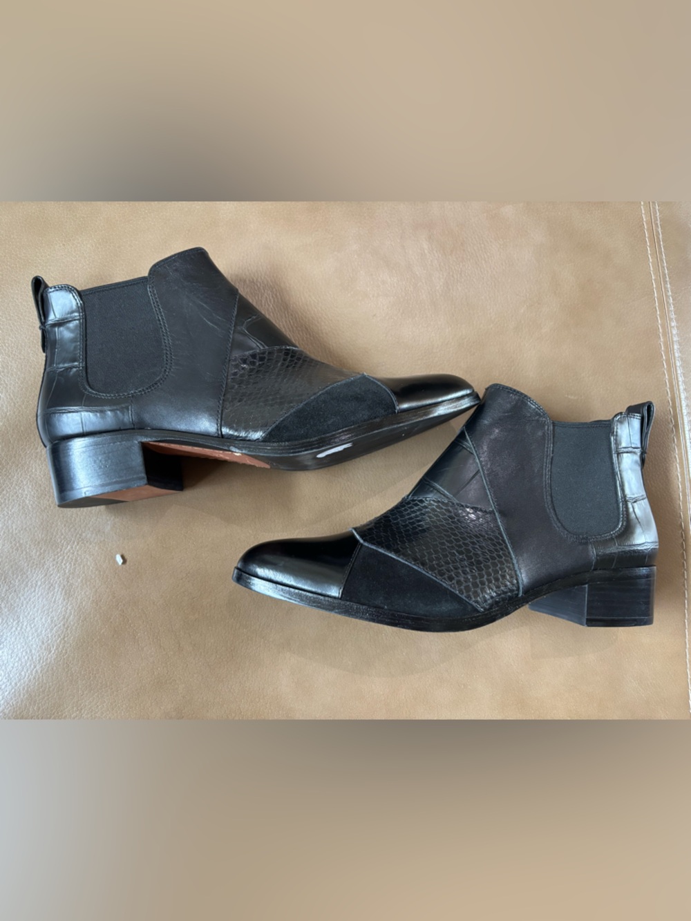 Coach Black Suffolk patchwork Leather Women's Ankle Boot with Textured Panel - Picture 8 of 9